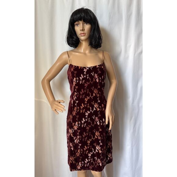 Vintage Oscar de la Renta Velvet Burnout Floral Slip dress chain straps M - Picture 16 of 17